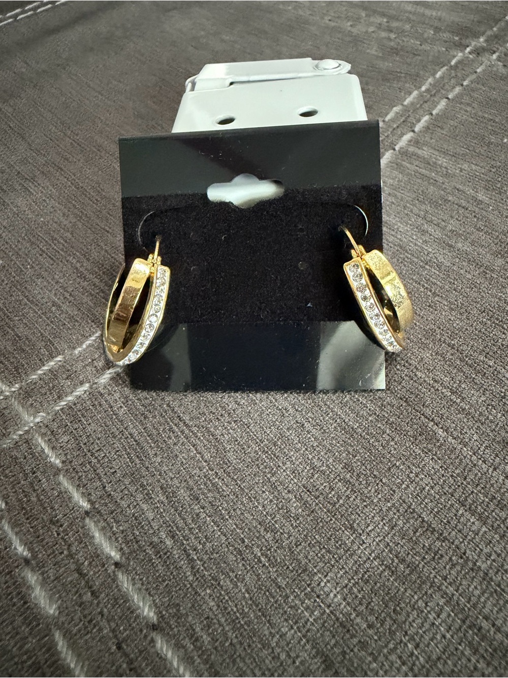 Gold-Tone Crystal Hoop Earrings - Elegant Women's Jewelry